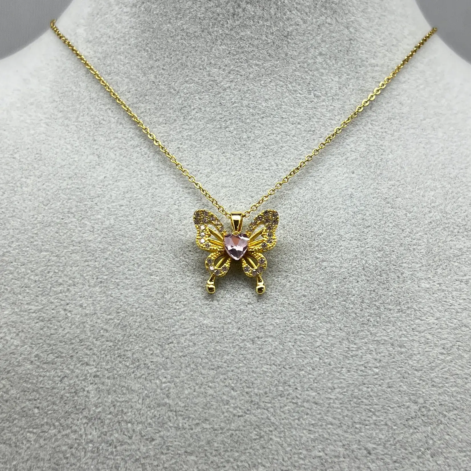 ÇELİK I Kalp Kelebek Kolye