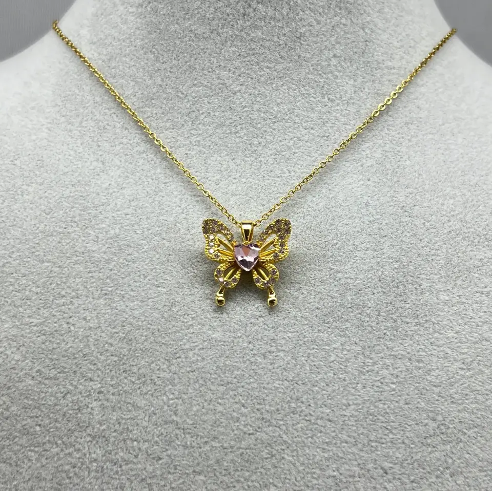 ÇELİK I Kalp Kelebek Kolye