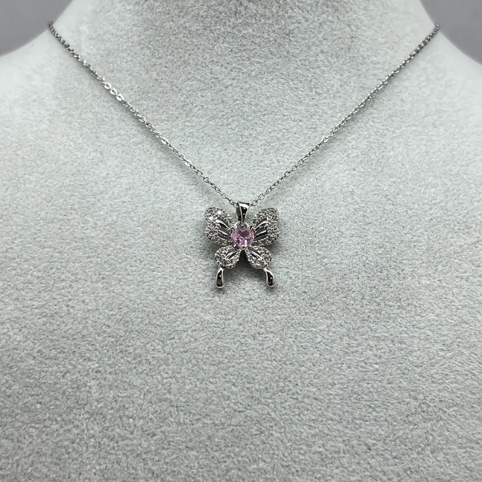 ÇELİK I Kalp Kelebek Kolye