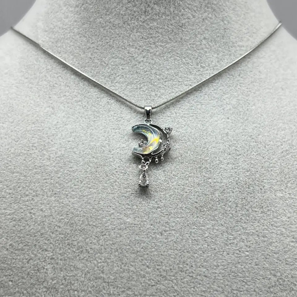 ÇELİK I Retro Sedefli Ay Kolye