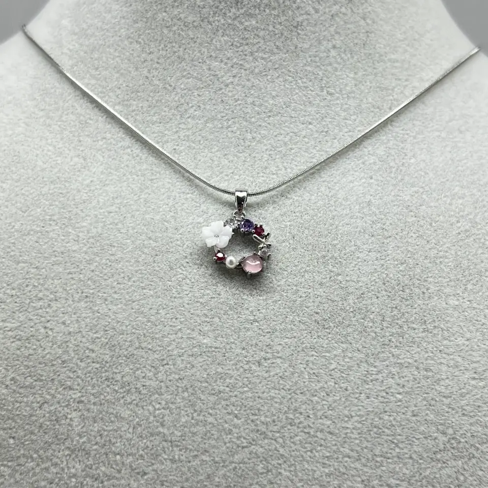 ÇELİK I Renkli Taşlı Çiçek Kolye