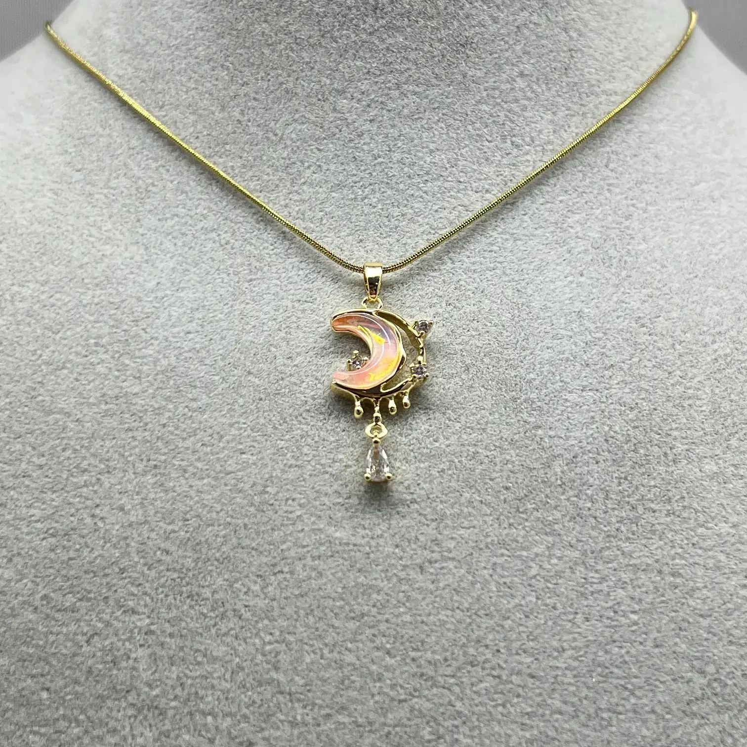 ÇELİK I Retro Sedefli Ay Kolye