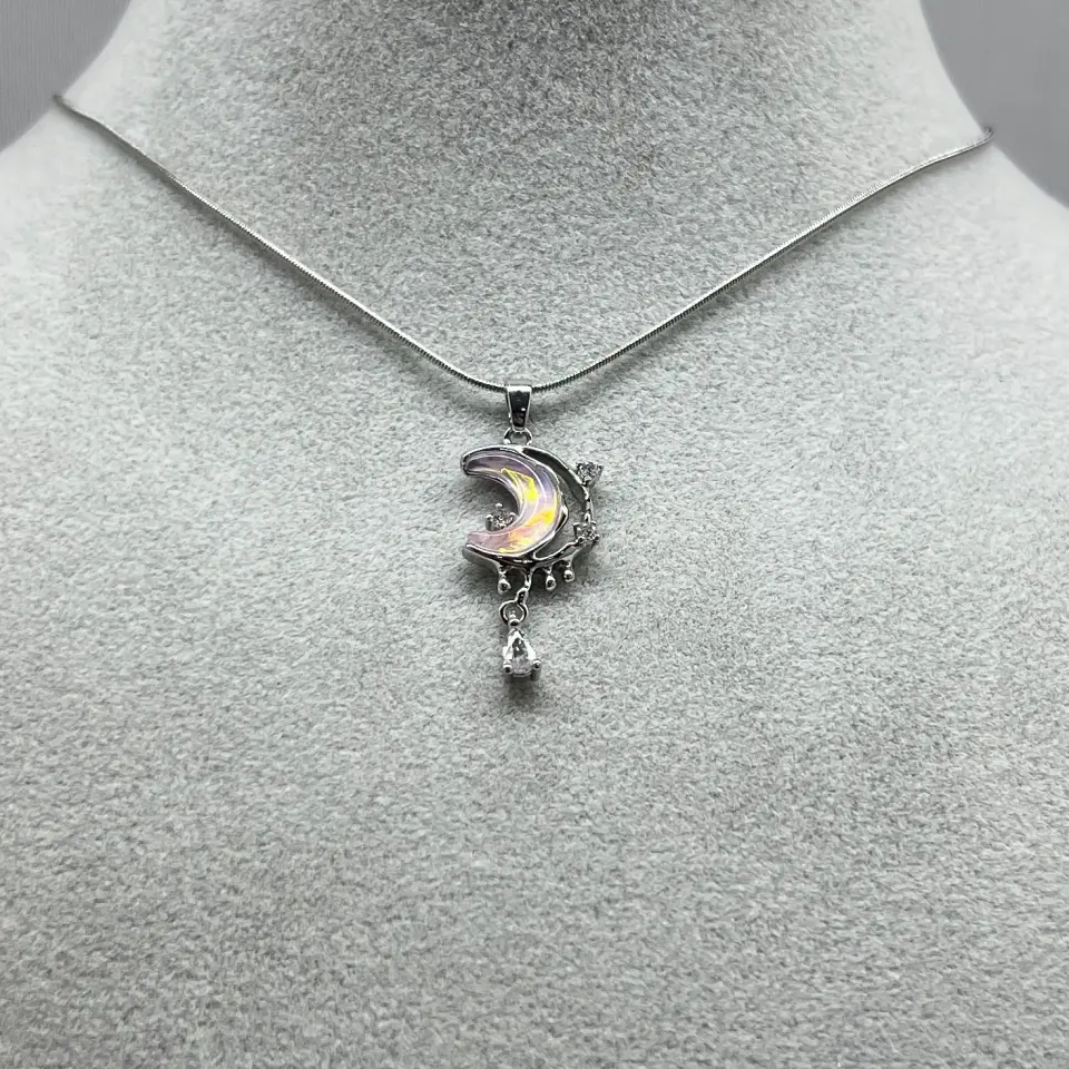 ÇELİK I Retro Sedefli Ay Kolye