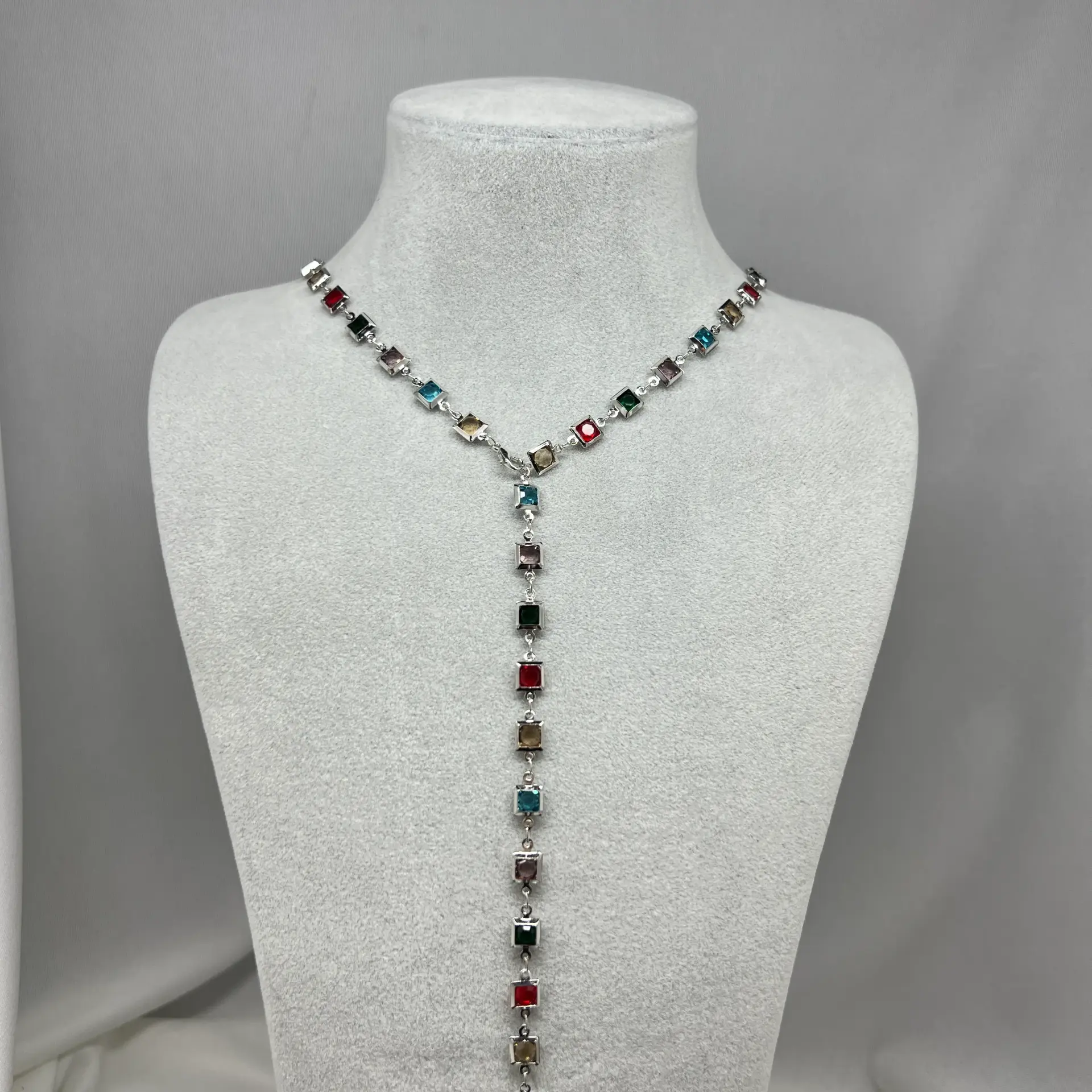 Pirinç I Renkli Taşlı Y Kolye