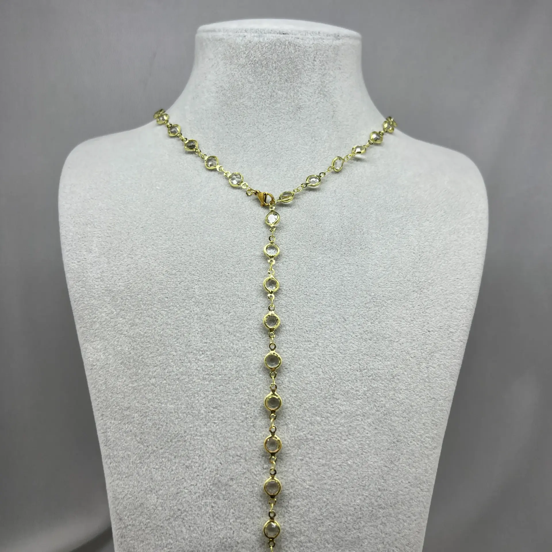 Pirinç I Yuvarlak Taşlı Y Kolye