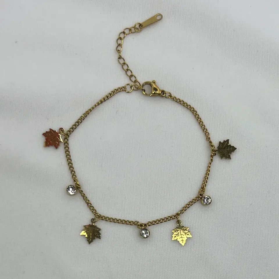 ÇELİK I Taşlı Yaprak Bileklik