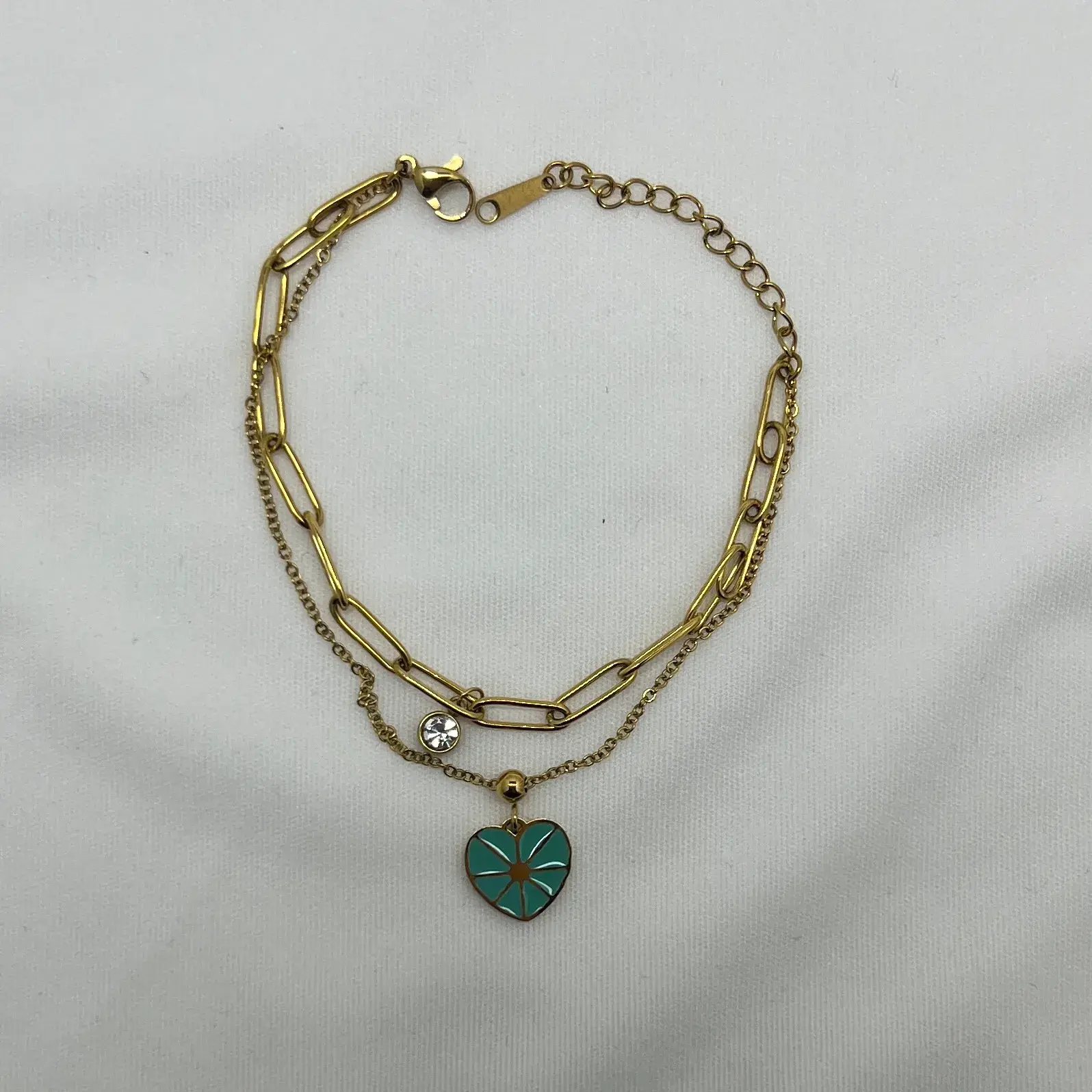 ÇELİK I Taşlı Mavi Kalp Bileklik