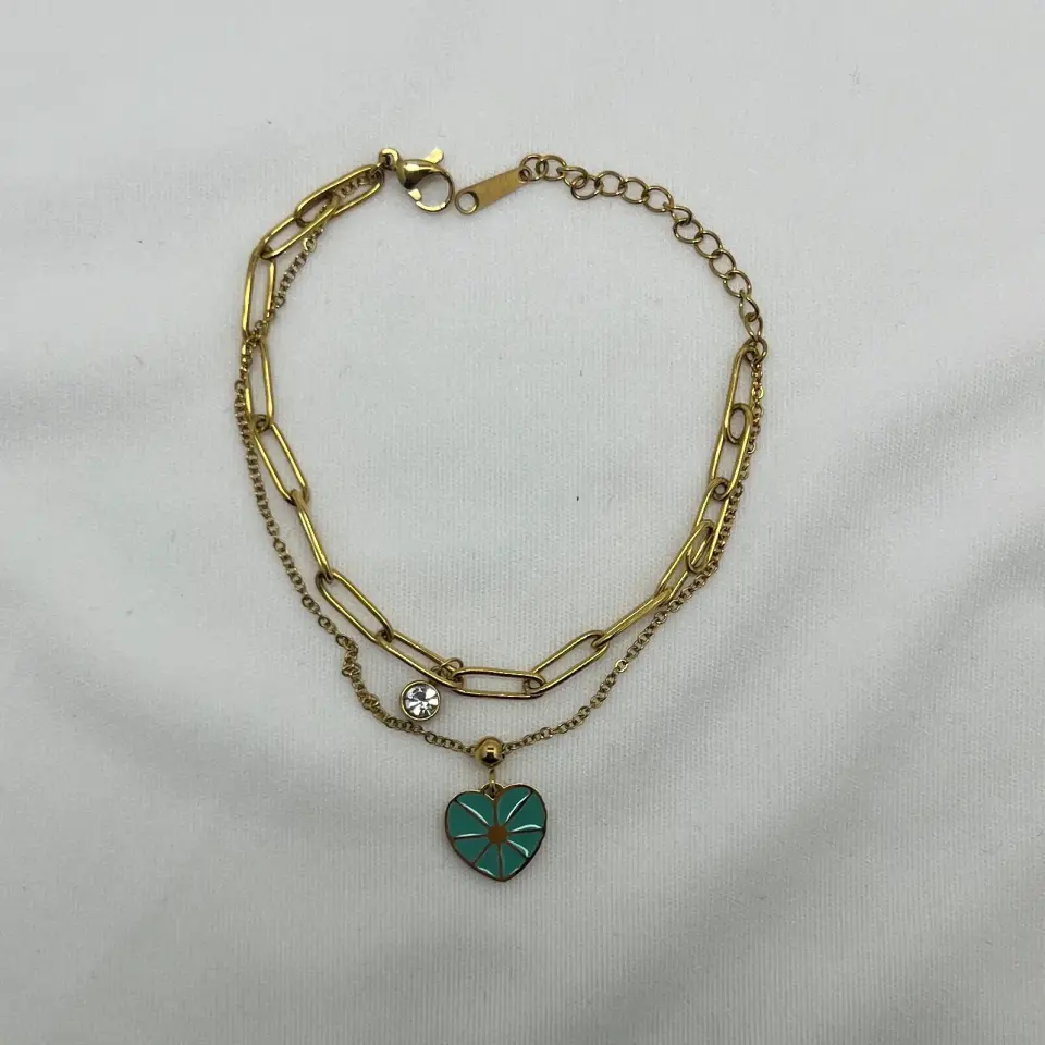 ÇELİK I Taşlı Mavi Kalp Bileklik