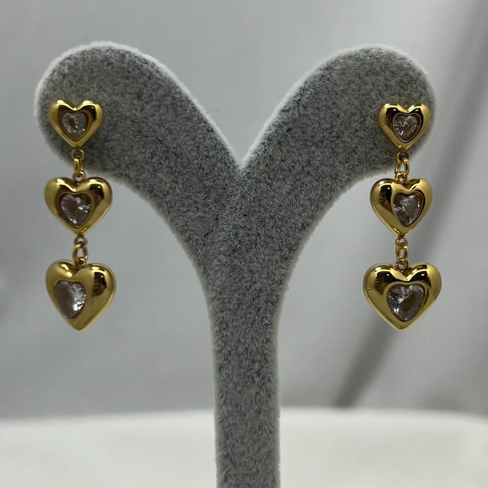 ÇELİK I Sallantılı Kalp Küpe