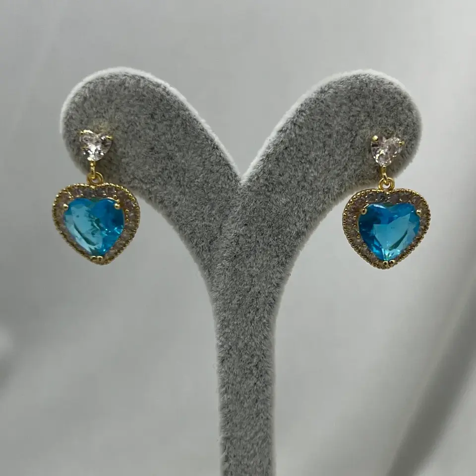 ÇELİK I Mavi Kalp Küpe