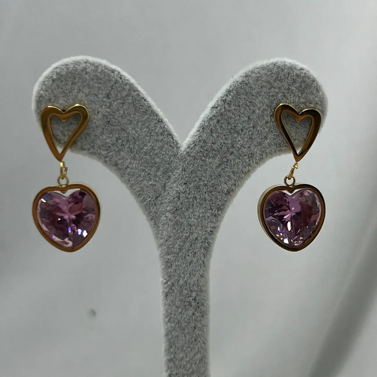 ÇELİK I Pembe Kalp Küpe