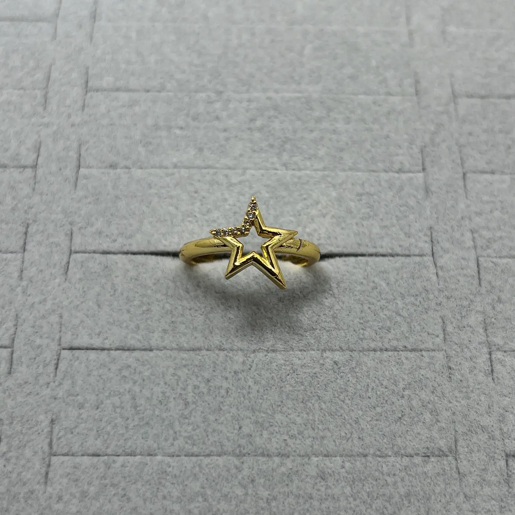 Pirinç I Ayarlanabilir Taşlı Yıldız Yüzük