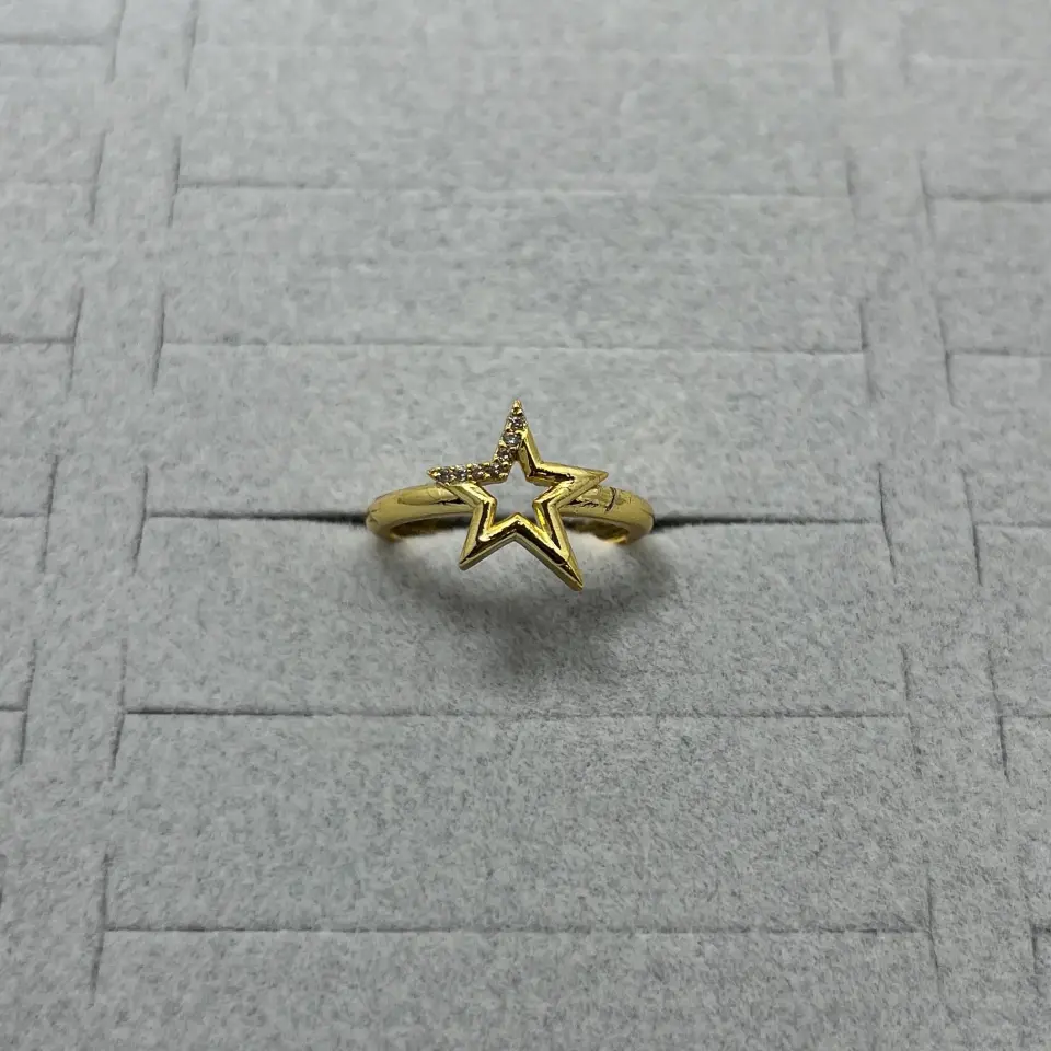 Pirinç I Ayarlanabilir Taşlı Yıldız Yüzük