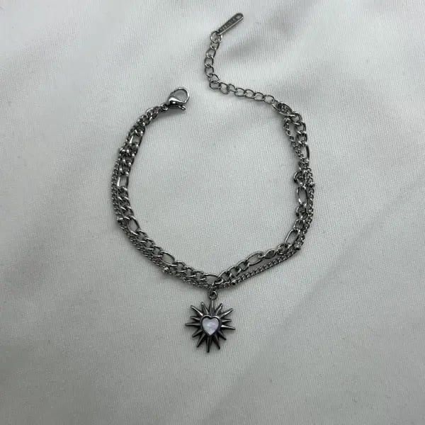 ÇELİK I Kalp Sedefli Bileklik