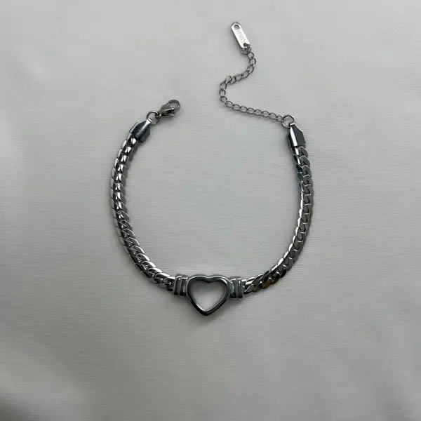 ÇELİK I Ortası Boş Kalp Bileklik