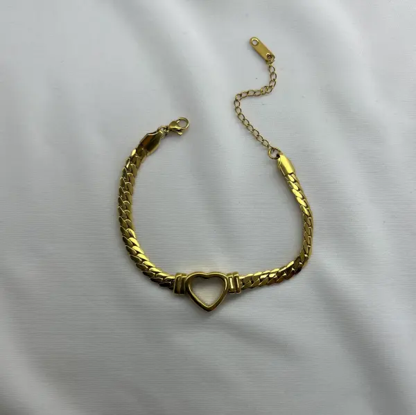 ÇELİK I Ortası Boş Kalp Bileklik