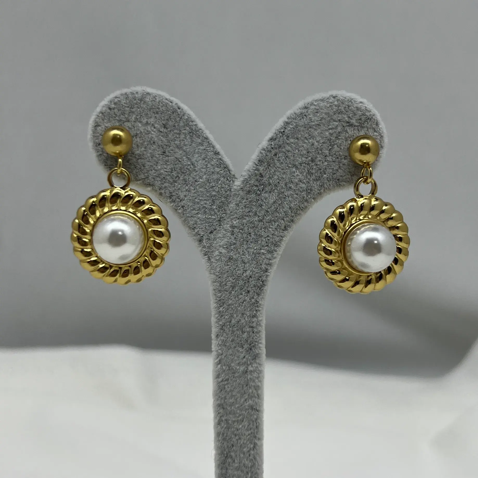 ÇELİK I Yuvarlak İncili Küpe