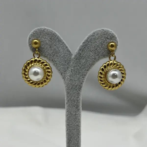 ÇELİK I Yuvarlak İncili Küpe