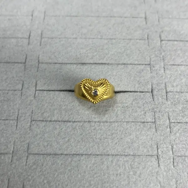 ÇELİK I Ayarlanabilir Taşlı Kalp Yüzük