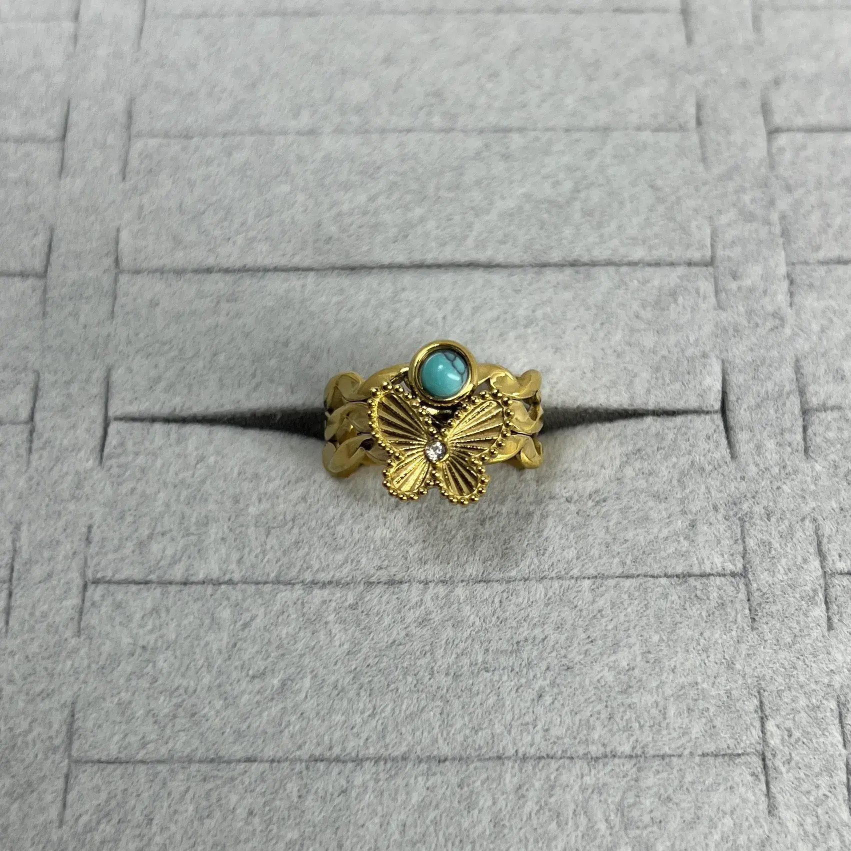 ÇELİK I Ayarlanabilir Mavi Taşlı Kelebek Yüzük